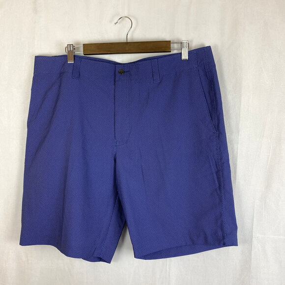 Callaway Golf Shorts Sz 38 Blue Diamon Pattern Pockets Blue Chino Flat Front - Picture 1 of 8